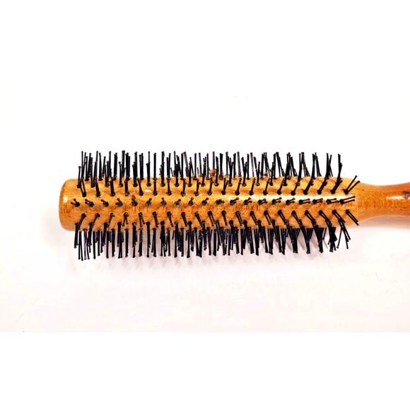 VTG Teakwood Wooden Handle Round Hair Brush Taiwan 8.5" Salon Styling - Picture 7 of 7